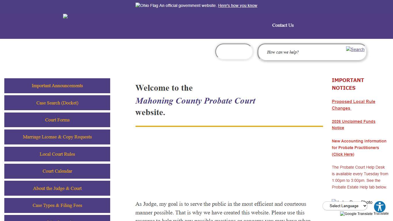 Probate Court Mahoning County, OH