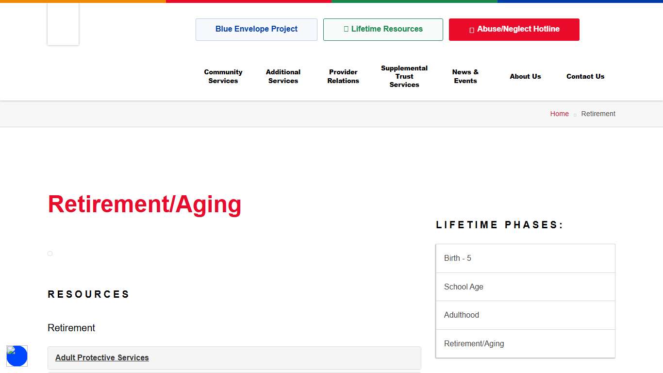 Retirement/Aging Lifetime Navigation MCBDD